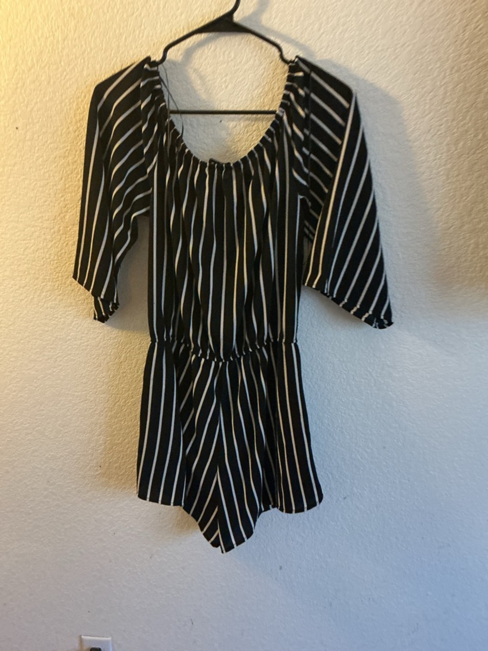 Ambiance Black and White Striped Romper